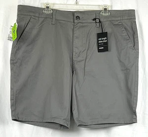 NUEVO RSQ Pantalones Cortos Chinos Gris Largo Medio Sarga Algodón Grabado 40 - Imagen 1 de 2