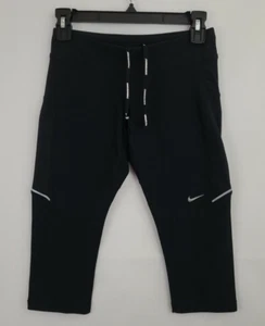 Nike Running XS Women's Dri-Fit Capri Leggings Black Athletic Pants w Zip Pocket - Picture 1 of 12