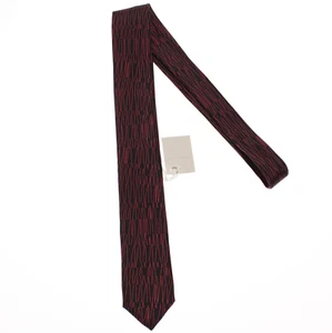 Paolo Albizzati NWT Neck Tie in Black with Red Abstract Lines 100% Silk - Picture 1 of 10