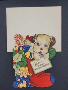 Vintage 1950s Christmas Greeting Card   Holidays Unused  - Picture 1 of 7