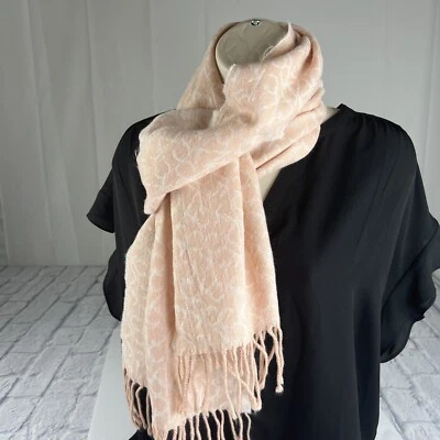 Calvin Klein Scarf Monogram CK Logo Print Wool Blend Scarf Pinky Peach 10.5"/70" - Image 1 of 4