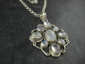 Kette mit Anhänger schönen Schmucksteinen mystisch Fantasy 925er Sterling Silber - Picture 1 of 4