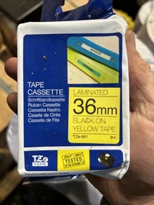 TZe-661 BROTHER Black On Yellow Tape Cassette - Laminated 8m Genuine Brother! - Picture 1 of 2