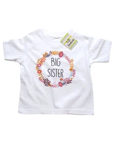 Big Sister Flower design Infant Toddler Shirt surprise baby birth pregnancy - Picture 1 of 2