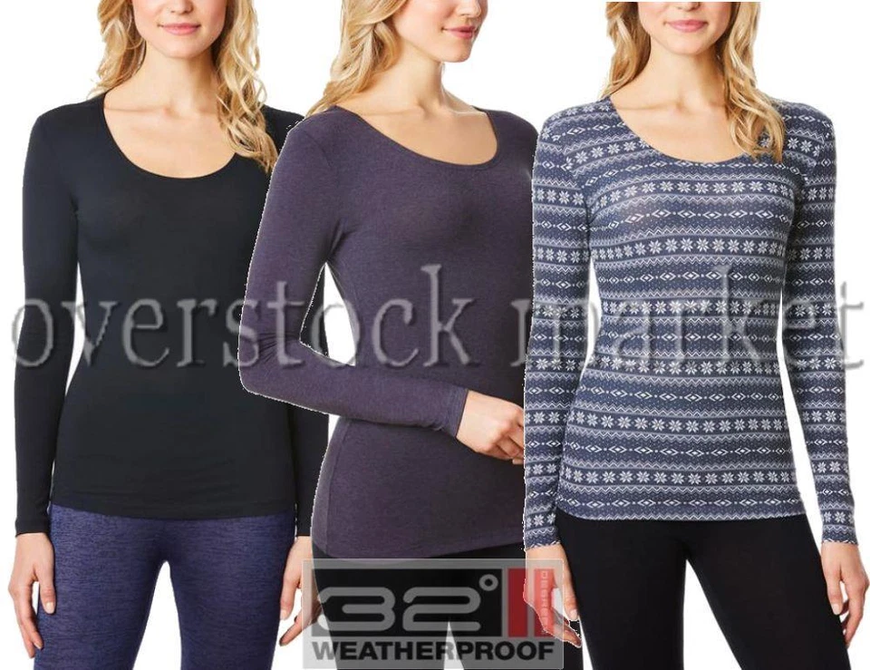 Mujer Impermeable 32 Grados Calor Base Capa Manga Larga Cuello Redondo Top!  Foto 1 de 1