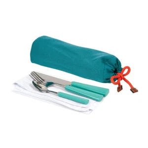 Fortnum Mason Picnic Roll Cutlery & Cloth Napkin Set For 2- Eau De Nil - Picture 1 of 2