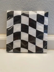 Black & White Check Race Car Birthday Party Luncheon Napkins 18 ct. - Picture 1 of 2