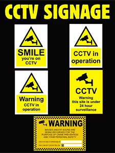 CCTV Security Camera Signage - Plastic Corriboards or Vinyl Stickers, Waterproof - Picture 1 of 9