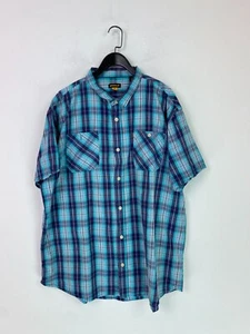 CAT Caterpillar Blue Multicolour Check Short Sleeve Casual Shirt Cotton 3XL - Picture 1 of 10