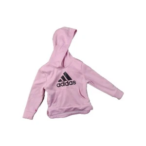 Adidas Girls Pink Hoodie Sweatshirt Size M Pocket Hooded Logo Graphic Athletic - Picture 1 of 2