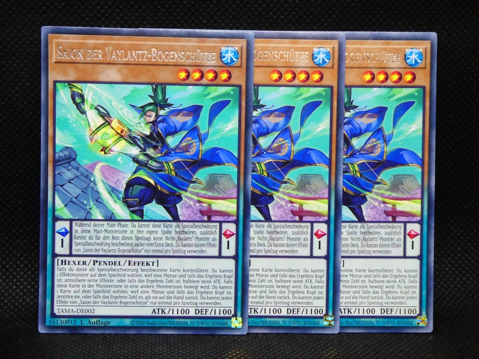 Yugioh Playset 3x Saion der Vaylantz-Bogenschütze TAMA DE002/ Rare/ Near Mint - Bild 1 von 1