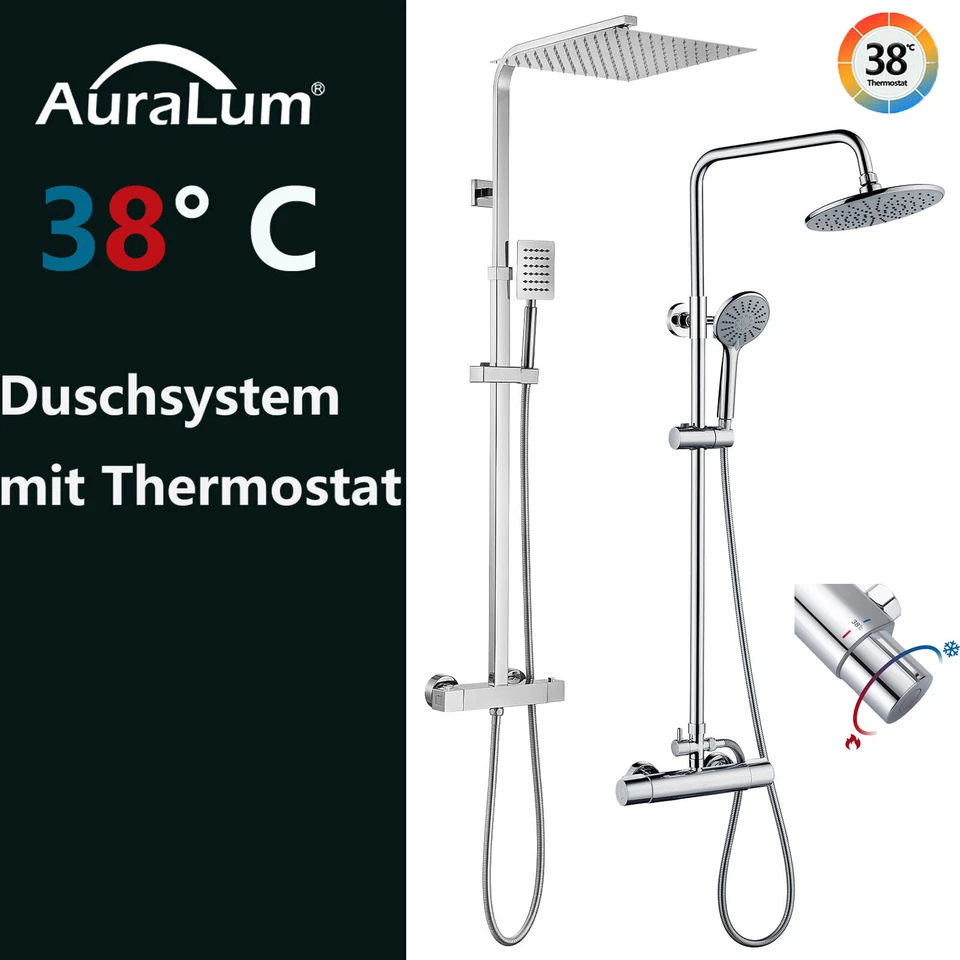 Thermostat Duschsystem Duschpaneel Regendusche Massage Duschset mit Handbrause - Bild 1 von 1