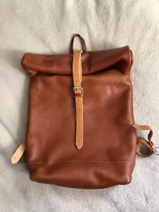 Leather Roll down Backpack - bicycle / motorbike msrp. £ 250 - Picture 1 of 4