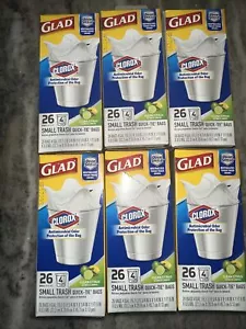 156 Stck. 6er-Pack 26 fröhlich kleine Müllsäcke Chlorox Zitrus Geruchsschild 4 Gal - Bild 1 von 6