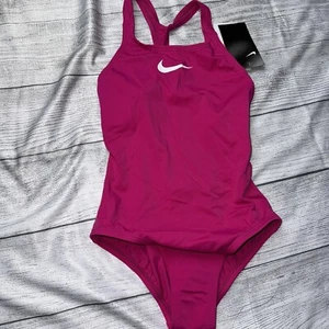 Nike Girls One Piece Berry Pink Swimsuit NEW - Picture 1 of 2
