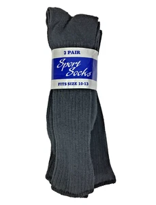Calcetines Deportivos 3 Pares Talla 10-13 Largos Negros Atléticos Hechos en EE. UU. - Imagen 1 de 12