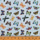 Bawełniane motyle motyle owady robaki niebieski nadruk tkaniny od Yard D761.46