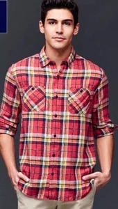 NWT GAP 1969 Men Icon Worker Plaid Standard Fit Starlight Gold Size Medium - Picture 1 of 6