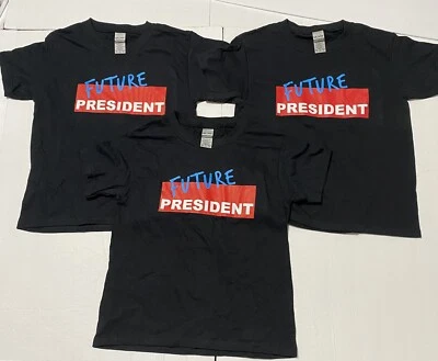LOTE DE 3 camisetas unisex para niños Future President talla XS negras *DEFECTUOSAS* Foto 1 de 4