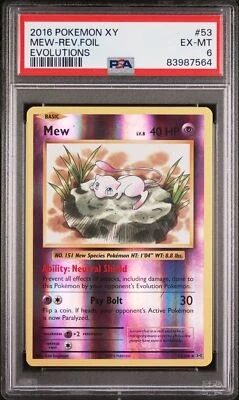 2016 Pokemon XY Evolutions 53 Mew Reverse Holo - PSA Verified Authentic - Image 1 of 2