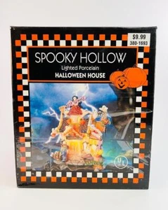Spooky Hollow porcellana illuminata Halloween casa funerale RIP con scatola 1997 - Foto 1 di 6