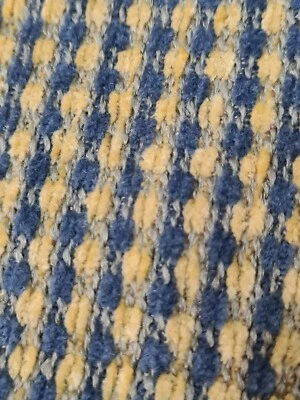 Fabric Beacon Hill? Chenille GOLDEN BRONZE/BLUE Upholstery REMNANT - Image 1 of 4