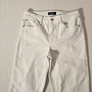 Earl Jean Women’s White Rhinestone Mid Rise Cropped Jeans Size 8 - Picture 1 of 9