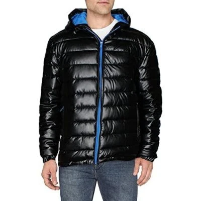 Cole Haan men's Black hooded Puffer Jacket Parka - size Small - retail $275 - Image 1 of 4