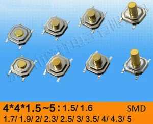 4x4x1.5mm to 5mm SMD Waterproof Momentary Button Tactile Push Switch PCB Mounted - Picture 1 of 12