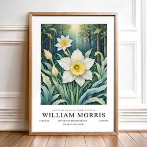 William Morris Inspired Cotton Prints Botanical Exhibition Poster Art Daffodils - Picture 1 of 15
