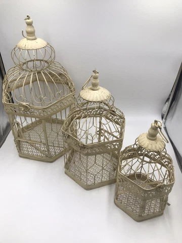 Vintage Decoration Birdcage 3 Set Beige Cover
