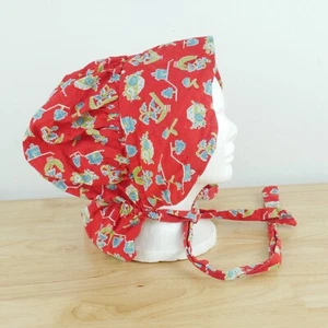 Vintage Sunbonnet Handmade Prairie Frontier Cottagecore Pioneer Red Floral - Picture 1 of 14