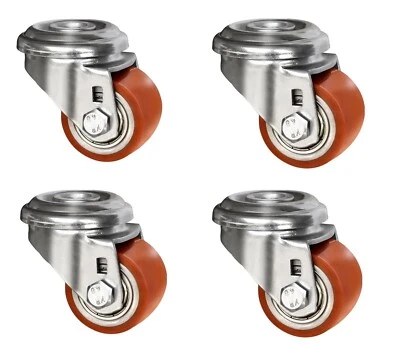 Polyurethan Schwerlast Rückenloch Lenk Rollen mini 4 x 35mm Traglast 400kg - Bild 1 von 2