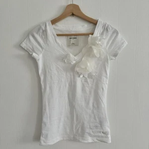 Abercrombie White Cotton Short Sleeve With Ruffles Girl’s Medium Y2K - Picture 1 of 3