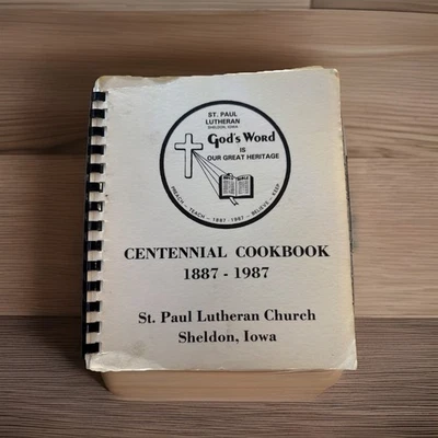 Sheldon Iowa IA Cookbook Vintage 1987 Ethnic German Swedish Norwegian Lefse old Foto 1 de 4