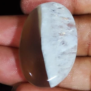 Untreated Ice Solar Quartz Oval Cabochon Loose Gemstone 55.30 Ct 23x36x6 mm UT81 - Picture 1 of 6