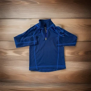 LL BEAN Blue Quarter Zip Thin Sweatshirt Boys 5-6 F1 - Picture 1 of 3