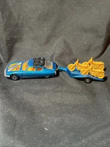 1971 “MINT” Matchbox Superfast Citroen S.M. STP Blue With Motorcycle And Trailer - Picture 1 of 14