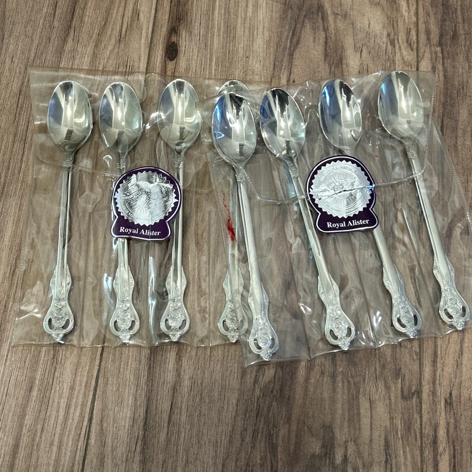 Cubiertos de acero inoxidable HERITAGE COMO NUEVOS 8 piezas cucharas de té ROYAL ALISTER NUEVO SELLADO Foto 1 de 4