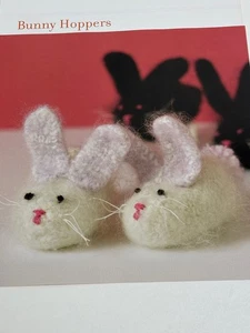 Bunny Hoppers Slippers for Child Knitting Pattern Felting Pages from Book - Picture 1 of 3