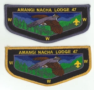 USA BOY SCOUTS OF AMERICA - OA AMANGI NACHA LODGE 47 SCOUT FLAP PATCH SET OF 2 - Picture 1 of 2