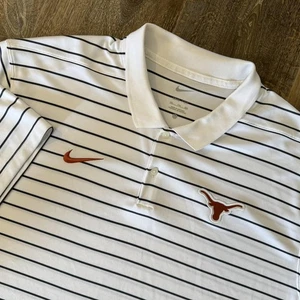 Nike Texas Longhorns Poloshirt Herren 2XL weiß gestreift NCAA Football Dri Fit - Bild 1 von 11