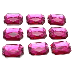 100 Hot Pink Flatback Acrylic Rectangle Sewing Rhinestone Button 13X18mm Sew on - Picture 1 of 9