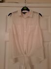 Sleeveless blouse with collar, buttoned front, white, New Look, size 10, ex con