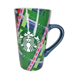 Starbucks Holiday Christmas Ceramic Coffee Mug Tall 16oz Green Plaid Gift Green - Picture 1 of 4