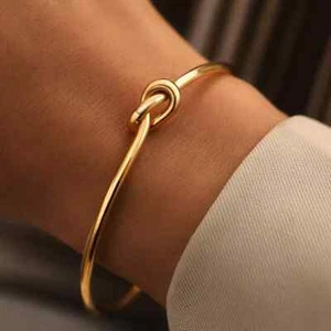3 mm Twisted Texture Open Cuff Women's Bangle Bracelet 14k Yellow Gold Plated 7" - Picture 1 of 7