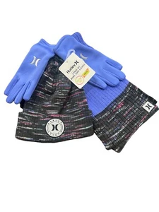 Hurley 3 Piece Set Beanie Scarf Gloves Youth Girls 7-16 NEW MSRP $42 - Picture 1 of 6