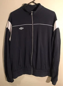 Umbro Soccer - Mens Blue And White Full Zip Warm Up Track Jacket - Size Large - Picture 1 of 12