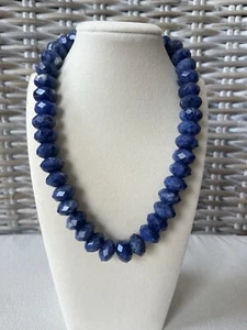 Collana di perle vintage con pietre preziose sodalite blu argento sterling - Foto 1 di 6