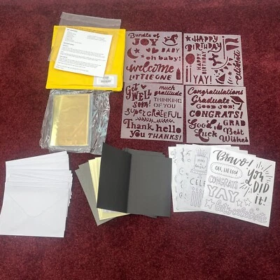 American Crafts Card Making Kits Stencils Sets Cards Envelopes Foil Sheets 4x6" - Image 1 of 4